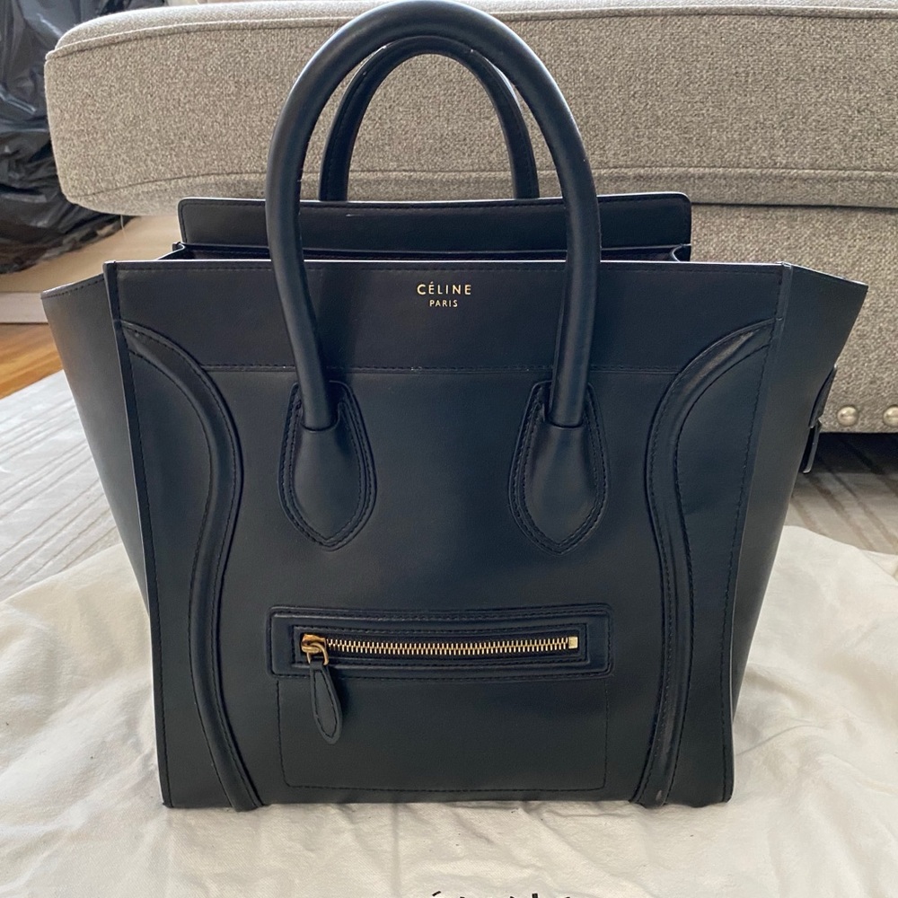Black Celine Micro luggage smooth leather